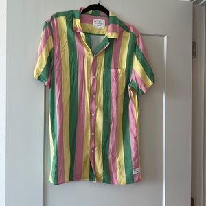 Duvin Design Company Pastel Stripe men’s button down cabana shirt